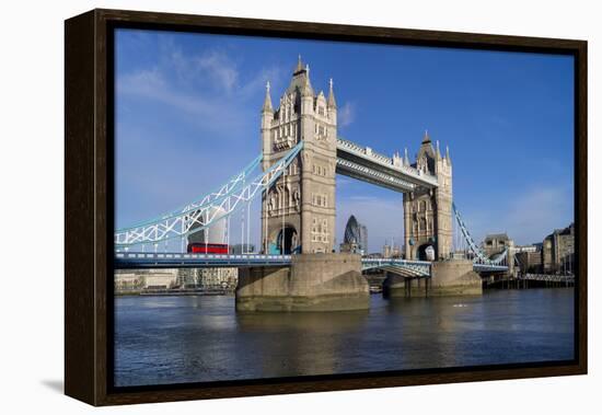 Tower Bridge is viewed from a low angle towrds London City-Charles Bowman-Framed Premier Image Canvas