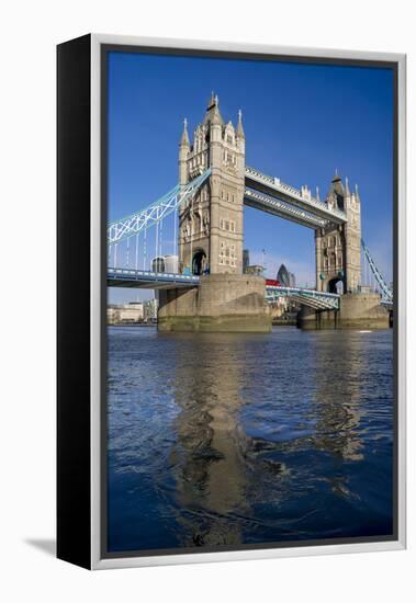 Tower Bridge is viewed from a low angle towrds London City-Charles Bowman-Framed Premier Image Canvas