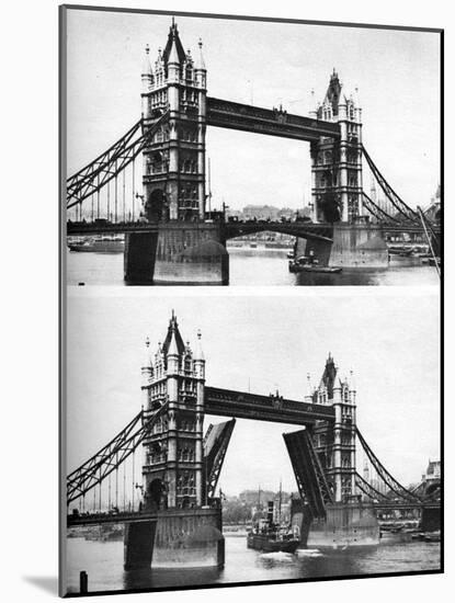 Tower Bridge Open and Closed, London, 1926-1927-McLeish-Mounted Giclee Print