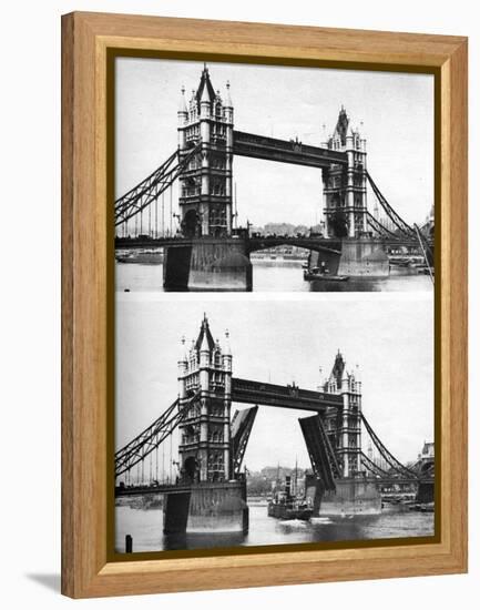 Tower Bridge Open and Closed, London, 1926-1927-McLeish-Framed Premier Image Canvas
