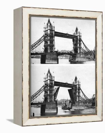 Tower Bridge Open and Closed, London, 1926-1927-McLeish-Framed Premier Image Canvas