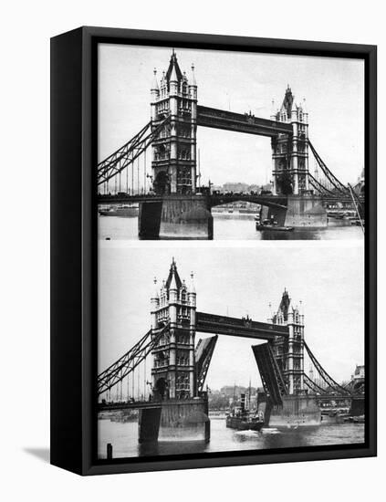 Tower Bridge Open and Closed, London, 1926-1927-McLeish-Framed Premier Image Canvas