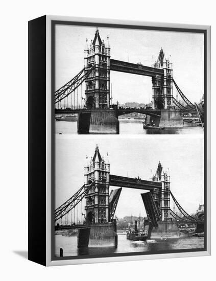 Tower Bridge Open and Closed, London, 1926-1927-McLeish-Framed Premier Image Canvas