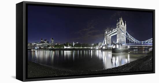Tower Bridge over the Thames by Night, London, England, Great Britain-Axel Schmies-Framed Premier Image Canvas