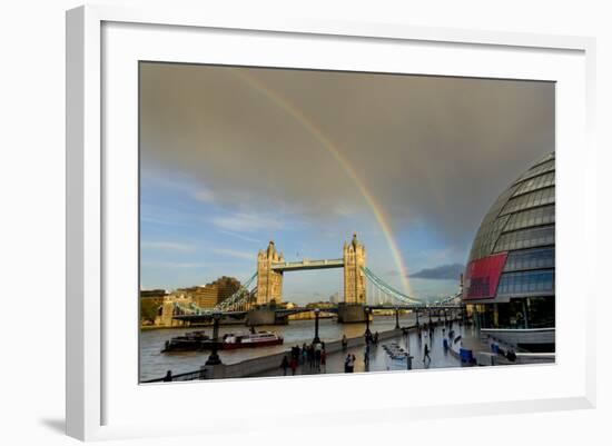 Tower Bridge Rainbow-Charles Bowman-Framed Photographic Print