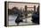 Tower Bridge raising deck with HMS Belfast on the River Thames, London, England, United Kingdom, Eu-Charles Bowman-Framed Premier Image Canvas