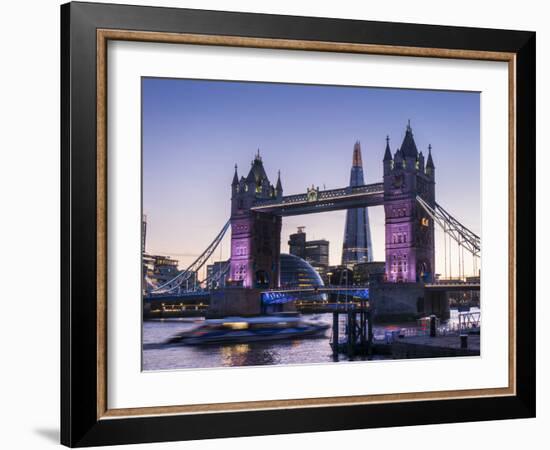 Tower Bridge, Shard and City Hall, London, England, United Kingdom, Europe-Charles Bowman-Framed Photographic Print