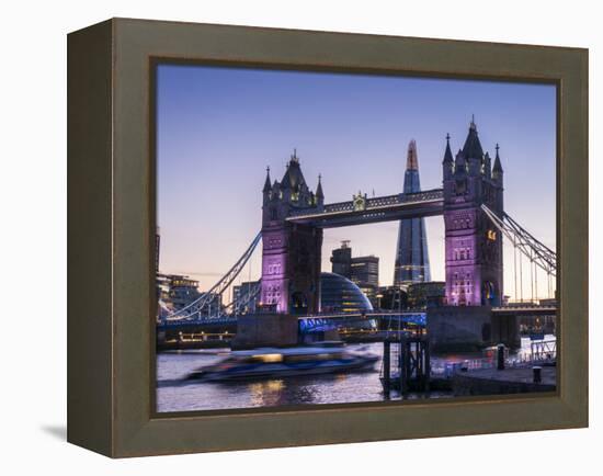 Tower Bridge, Shard and City Hall, London, England, United Kingdom, Europe-Charles Bowman-Framed Premier Image Canvas