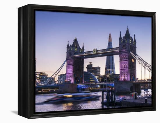 Tower Bridge, Shard and City Hall, London, England, United Kingdom, Europe-Charles Bowman-Framed Premier Image Canvas