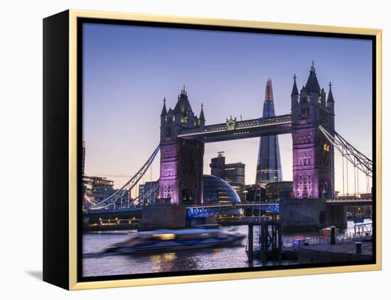 Tower Bridge, Shard and City Hall, London, England, United Kingdom, Europe-Charles Bowman-Framed Premier Image Canvas