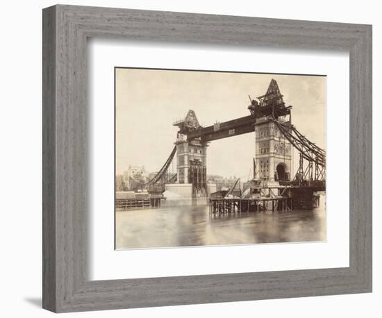Tower Bridge under Construction, London, C1893-null-Framed Giclee Print