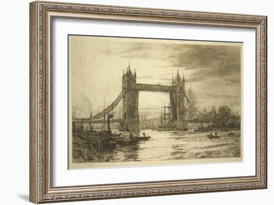 Tower Bridge Viewed from the River Thames, London, C1894-1931-William Lionel Wyllie-Framed Giclee Print