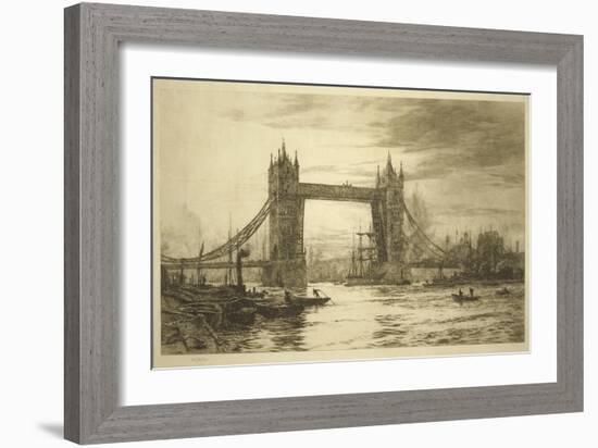 Tower Bridge Viewed from the River Thames, London, C1894-1931-William Lionel Wyllie-Framed Giclee Print