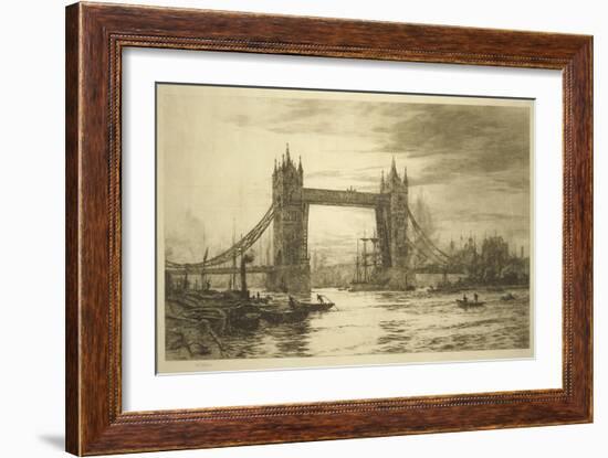 Tower Bridge Viewed from the River Thames, London, C1894-1931-William Lionel Wyllie-Framed Giclee Print