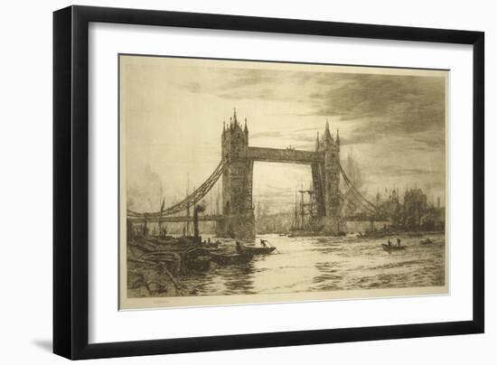 Tower Bridge Viewed from the River Thames, London, C1894-1931-William Lionel Wyllie-Framed Giclee Print