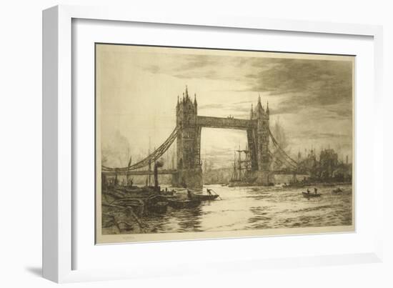 Tower Bridge Viewed from the River Thames, London, C1894-1931-William Lionel Wyllie-Framed Giclee Print