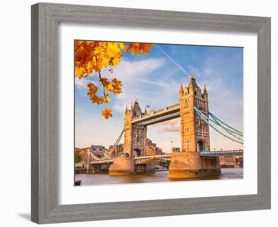 Tower Bridge with Autumn Leaves, London-sborisov-Framed Photographic Print