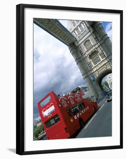 Tower Bridge with Double-Decker Bus, London, England-Bill Bachmann-Framed Photographic Print