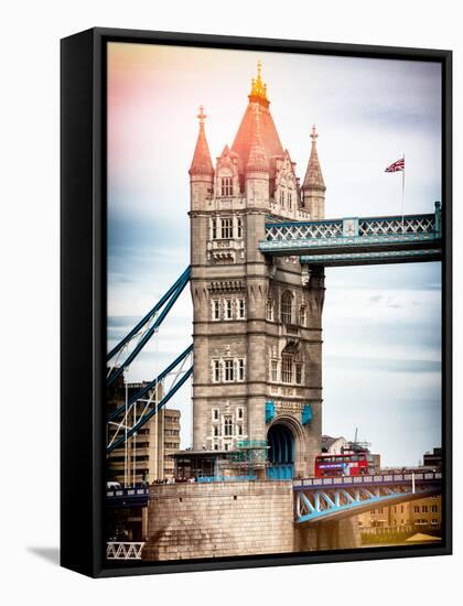 Tower Bridge with Red Bus in London - City of London - UK - England - United Kingdom - Europe-Philippe Hugonnard-Framed Premier Image Canvas