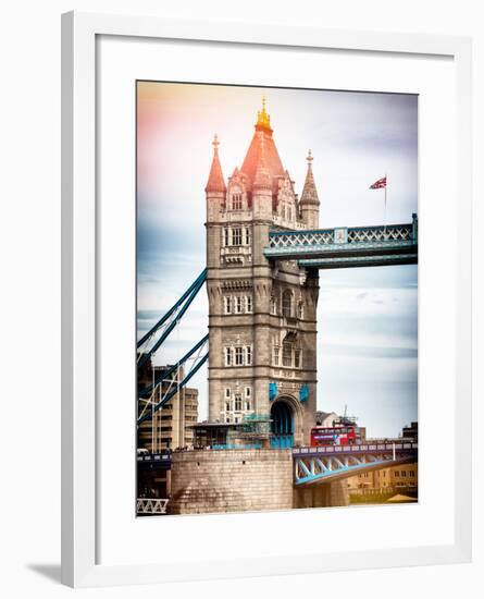 Tower Bridge with Red Bus in London - City of London - UK - England - United Kingdom - Europe-Philippe Hugonnard-Framed Photographic Print