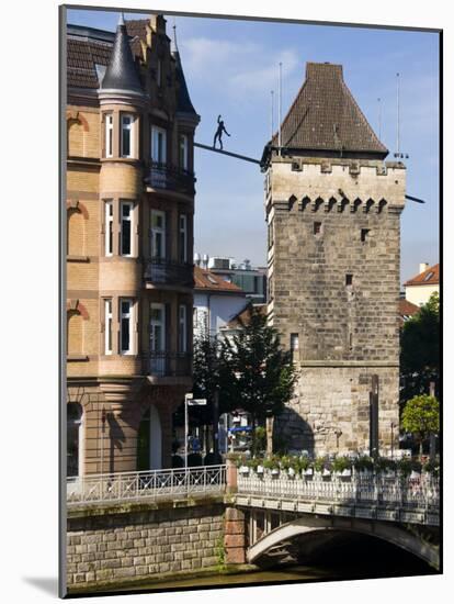 Tower by Neckar River, Esslingen Am Neckar, Baden-Wurttemberg, Germany-Walter Bibikow-Mounted Photographic Print