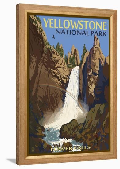 Tower Falls - Yellowstone National Park-Lantern Press-Framed Stretched Canvas