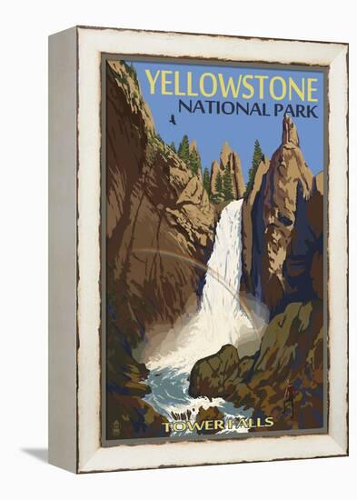 Tower Falls - Yellowstone National Park-Lantern Press-Framed Stretched Canvas