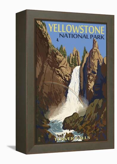 Tower Falls - Yellowstone National Park-Lantern Press-Framed Stretched Canvas