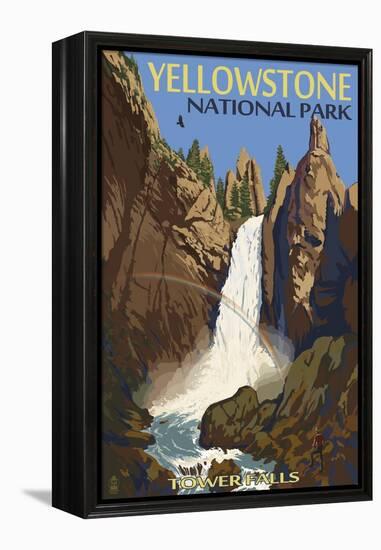 Tower Falls - Yellowstone National Park-Lantern Press-Framed Stretched Canvas