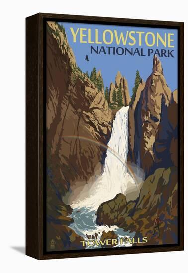 Tower Falls - Yellowstone National Park-Lantern Press-Framed Stretched Canvas