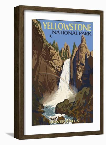 Tower Falls - Yellowstone National Park-Lantern Press-Framed Premium Giclee Print