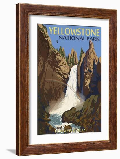 Tower Falls - Yellowstone National Park-Lantern Press-Framed Premium Giclee Print