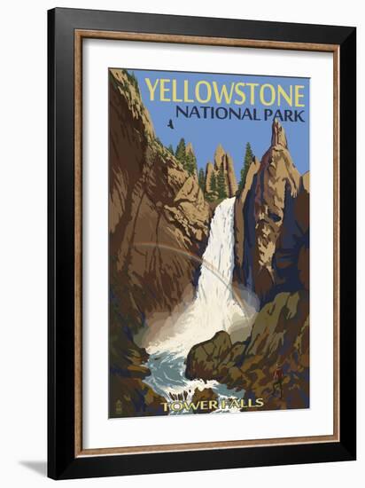 Tower Falls - Yellowstone National Park-Lantern Press-Framed Premium Giclee Print