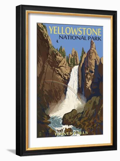 Tower Falls - Yellowstone National Park-Lantern Press-Framed Premium Giclee Print