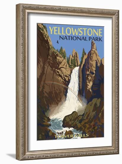 Tower Falls - Yellowstone National Park-Lantern Press-Framed Art Print