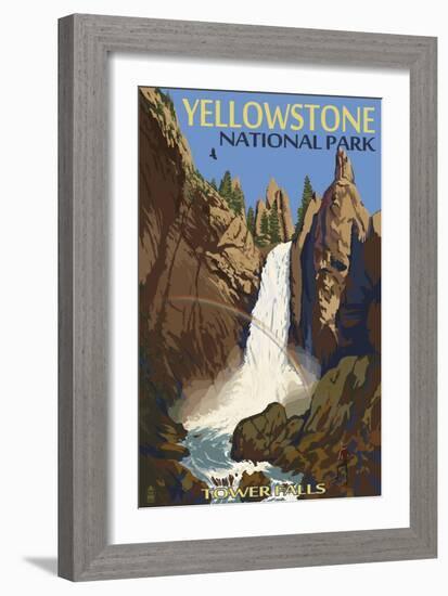 Tower Falls - Yellowstone National Park-Lantern Press-Framed Art Print