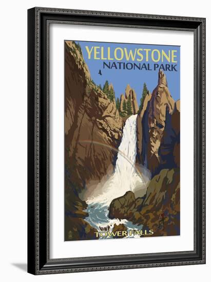 Tower Falls - Yellowstone National Park-Lantern Press-Framed Art Print