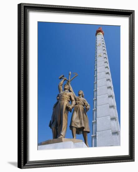 Tower of Juche, Ideal Exhorting the Non-Dependance on Others, Pyongyang, North Korea, Asia-Anthony Waltham-Framed Photographic Print