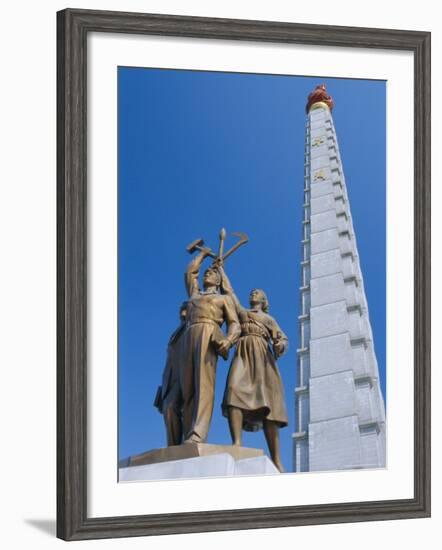 Tower of Juche, Ideal Exhorting the Non-Dependance on Others, Pyongyang, North Korea, Asia-Anthony Waltham-Framed Photographic Print