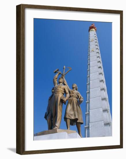 Tower of Juche, Ideal Exhorting the Non-Dependance on Others, Pyongyang, North Korea, Asia-Anthony Waltham-Framed Photographic Print