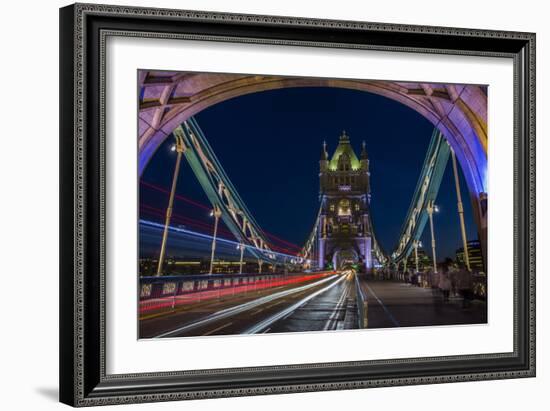 Tower Of London Bridge At Dusk With The Headlights Oncoming Cars-Karine Aigner-Framed Photographic Print