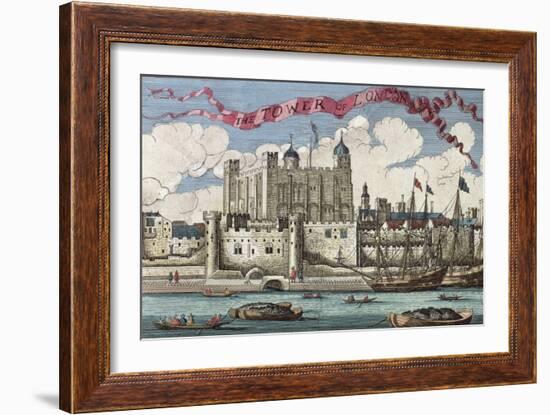 Tower of London Seen from the River Thames, from A Book of the Prospects of the Remarkable Places-null-Framed Giclee Print