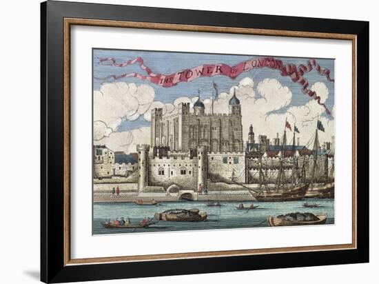Tower of London Seen from the River Thames, from A Book of the Prospects of the Remarkable Places-null-Framed Giclee Print