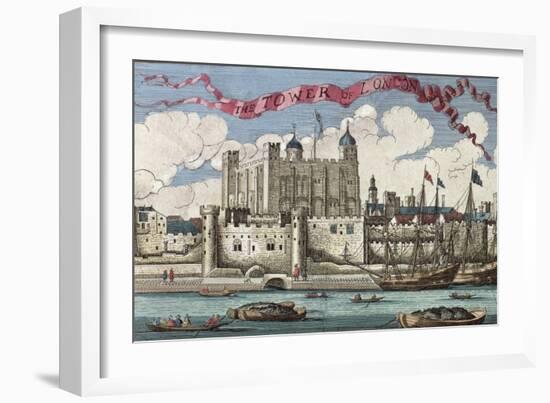 Tower of London Seen from the River Thames, from A Book of the Prospects of the Remarkable Places-null-Framed Giclee Print