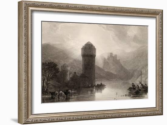 Tower of Niederlahnstein, Engraved by E. Goodall, Illustration from 'The Pilgrims of the Rhine'…-David Roberts-Framed Giclee Print