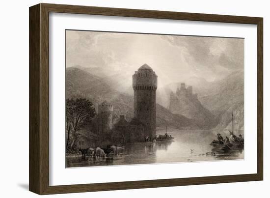 Tower of Niederlahnstein, Engraved by E. Goodall, Illustration from 'The Pilgrims of the Rhine'…-David Roberts-Framed Giclee Print