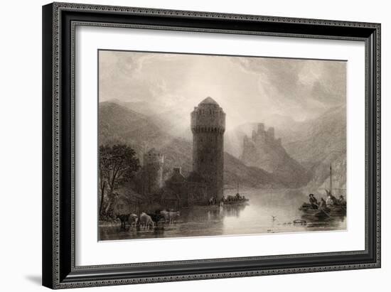 Tower of Niederlahnstein, Engraved by E. Goodall, Illustration from 'The Pilgrims of the Rhine'…-David Roberts-Framed Giclee Print