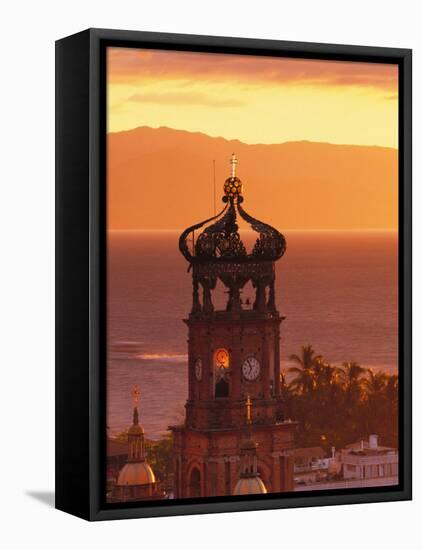 Tower of Nuestra Senora de Guadalupe at Sunset, and Bay of Banderas, Puerto Vallarta, Mexico-Merrill Images-Framed Premier Image Canvas