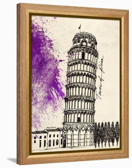 Tower of Pisa in Pen-Morgan Yamada-Framed Stretched Canvas