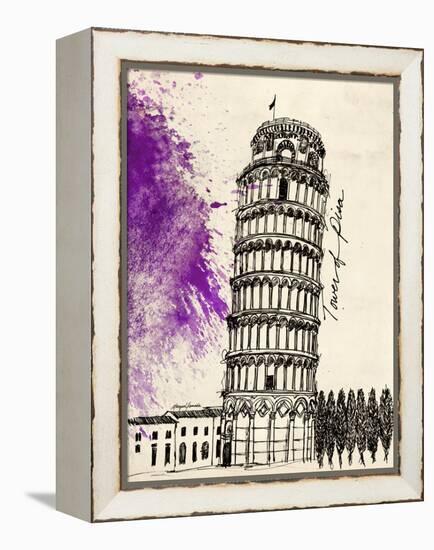 Tower of Pisa in Pen-Morgan Yamada-Framed Stretched Canvas